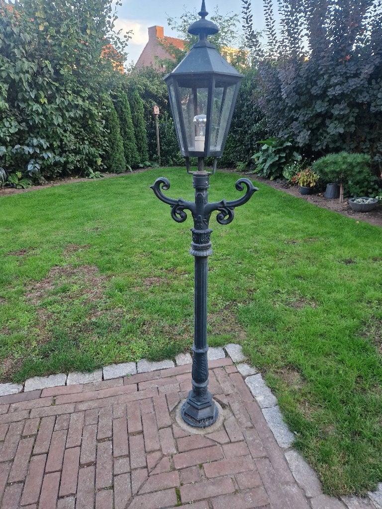 tuinlamp gietijzer ca. 1.65 cm., Ophalen, Gebruikt, Staande lamp, Netvoeding