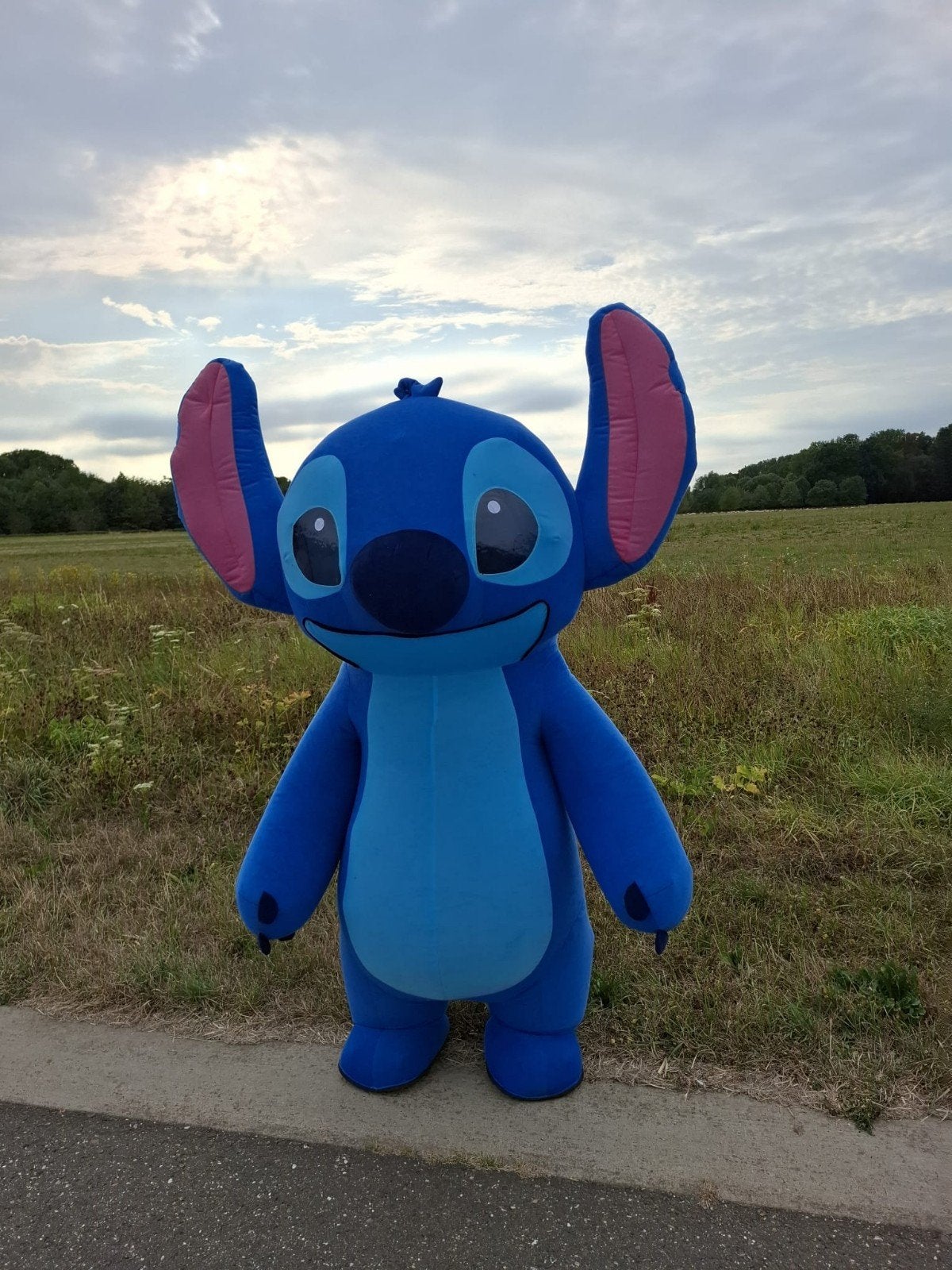 Mega opblaasbare Stitch mascotte kostuum te huur, Hobby en Vrije tijd, Ophalen of Verzenden