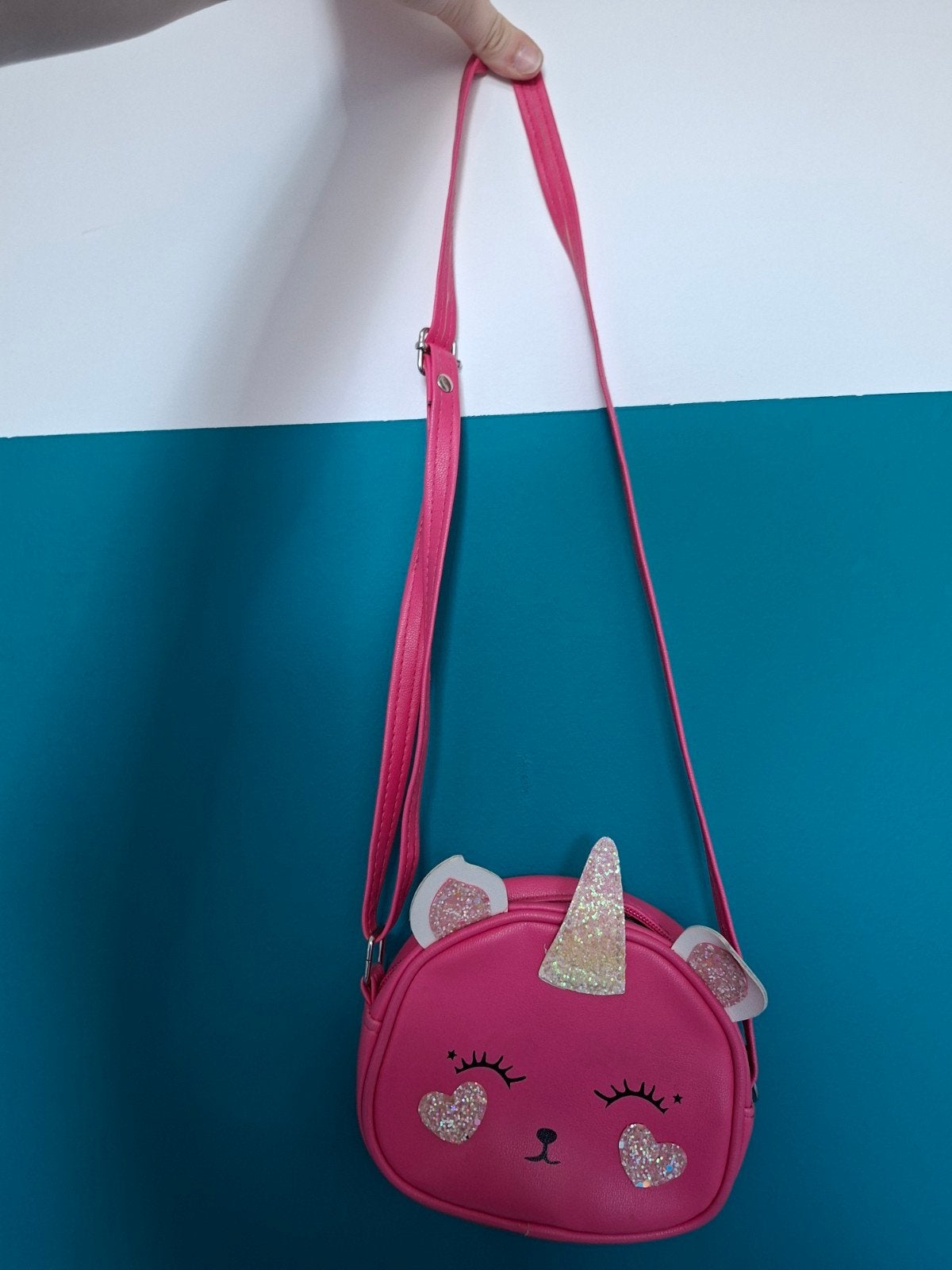 Roze Eenhoorn Schoudertasje met Glitter, Ophalen of Verzenden, Zo goed als nieuw, Roze, Schoudertasje