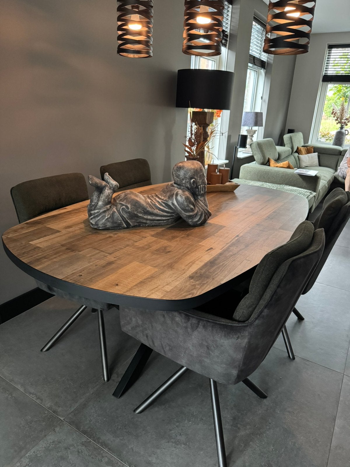 eettafel met 4 luxe draaibare eetkamerstoelen, Ophalen, Overige materialen, 50 tot 100 cm, Zo goed als nieuw