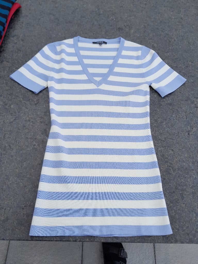 Nikkie shirtje korte mouw gebreid Maat 36 Zgan, Blauw, Ophalen of Verzenden, Zo goed als nieuw, Maat 36 (S)