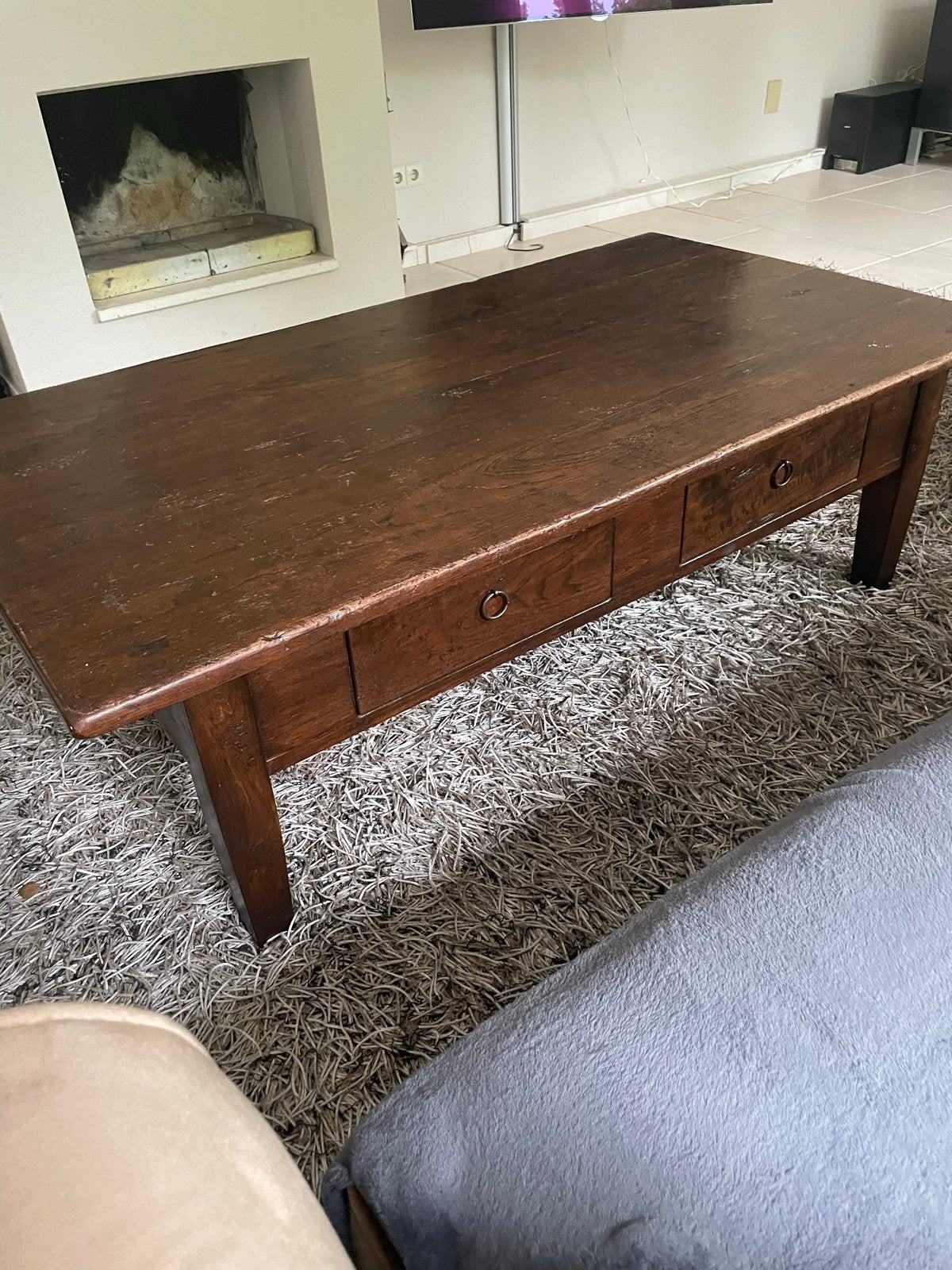 Teak Salontafel 156x82x48 cm, Ophalen, Gebruikt, Teakhout, 50 tot 100 cm