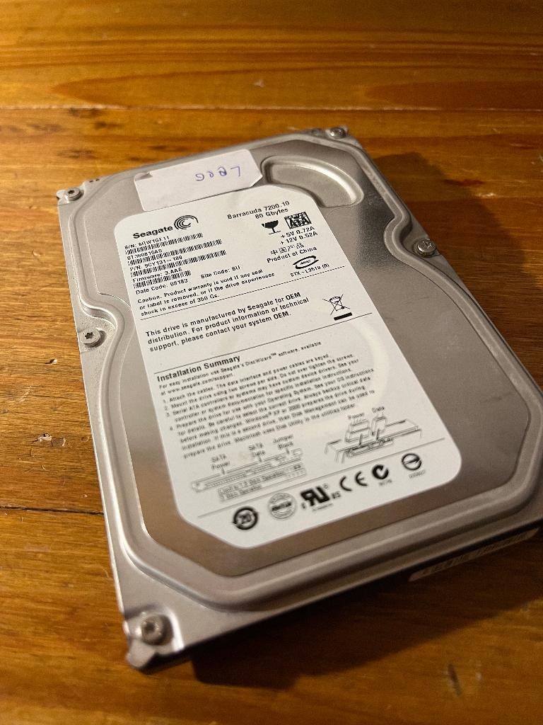 Seagate Barracuda 80GB - model ST380815AS, Computers en Software, Harde schijven, Gebruikt, Desktop, Intern, HDD, SATA, Ophalen