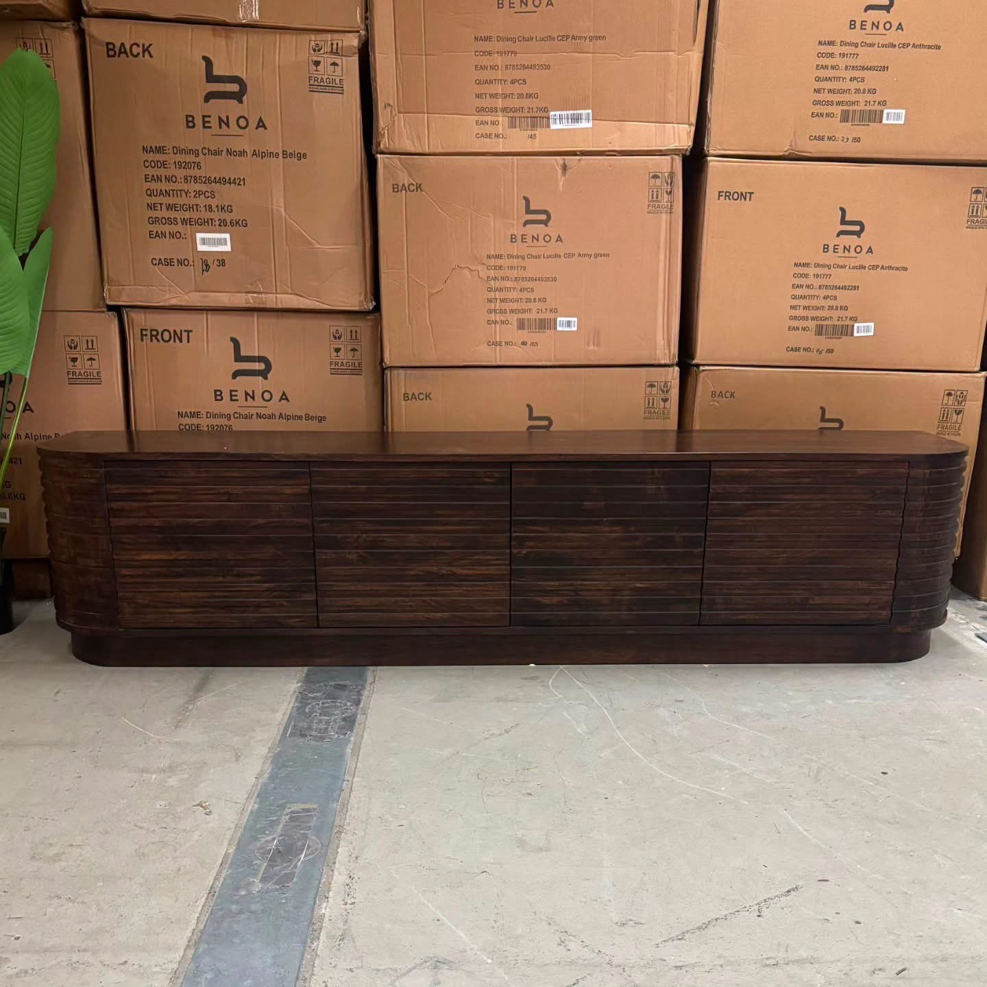 TV-meubel Mangohout 210cm, kleur Walnoot van livingfurn, Ophalen, Onbekend, Nieuw, Onbekend