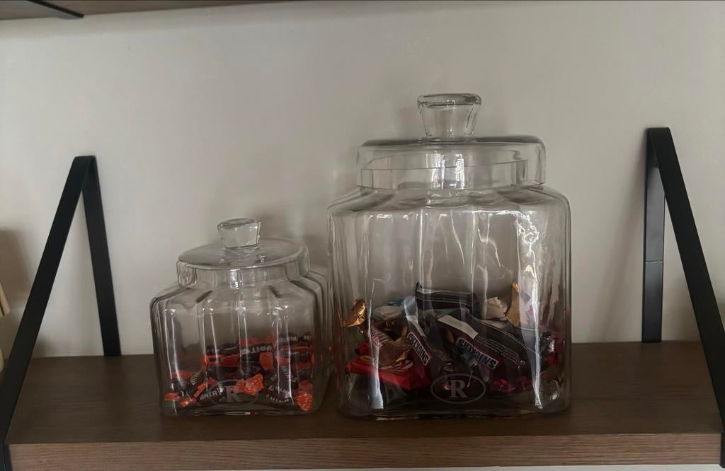 Riverdale glazen voorraadpot met deksel 2stuks., Huis en Inrichting, Overige kleuren, Ophalen of Verzenden, Minder dan 50 cm, Glas