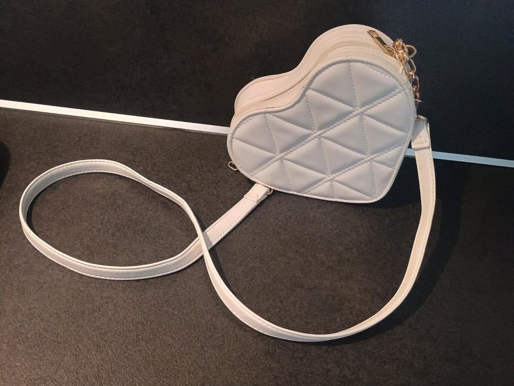 Witte hartjes tas met rits in nette staat, Ophalen of Verzenden, Gebruikt, Wit, Avondtasje