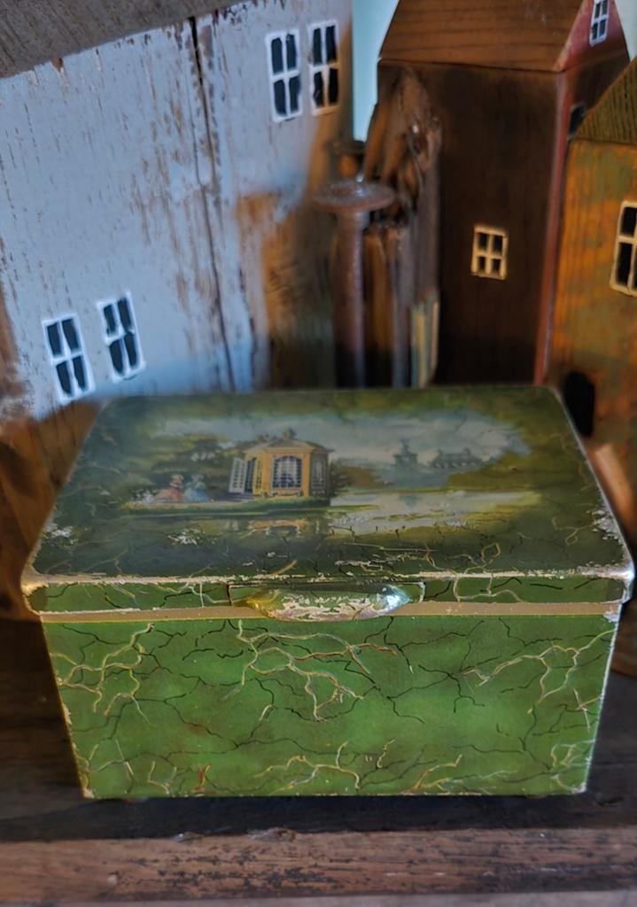 Oud groen jaren 30 Pickwick theeblik blik, Ophalen of Verzenden, Minder dan 50 cm, Minder dan 50 cm