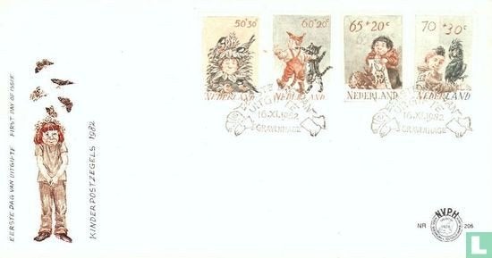 FDC E206 Kinderzegels 1982 NL onbeschreven, Postzegels en Munten, Postzegels | Eerstedagenveloppen, Ophalen of Verzenden, Nederland