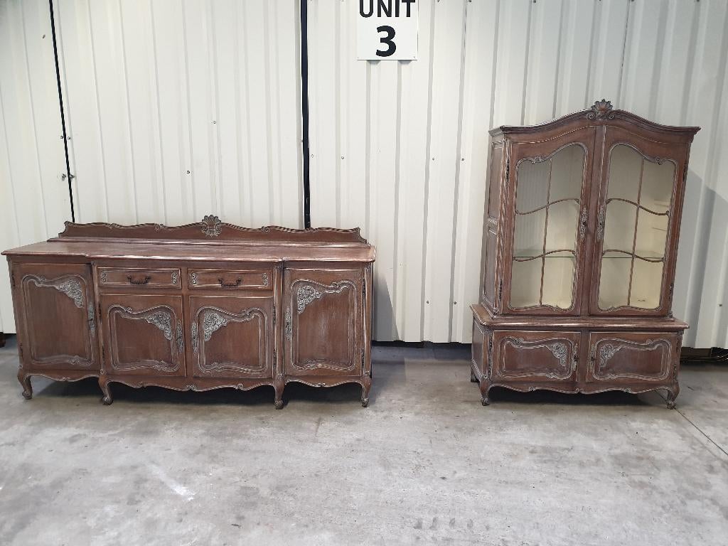 Queen Ann Stijl dressoir en vitrinekast. Levering mogelijk., Huis en Inrichting, Ophalen, Gebruikt