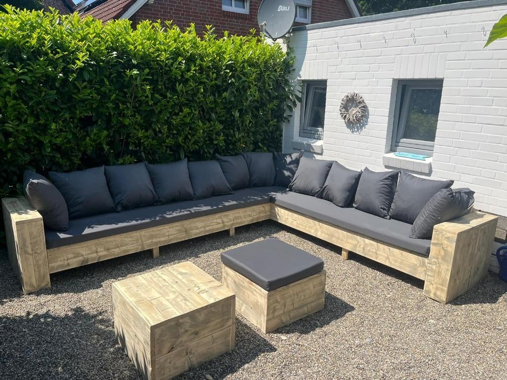 Steigerhout hoekbank tuinset loungeset loungebank Megasale!, Tuin en Terras, Tuinsets en Loungesets, Ophalen of Verzenden, Zo goed als nieuw