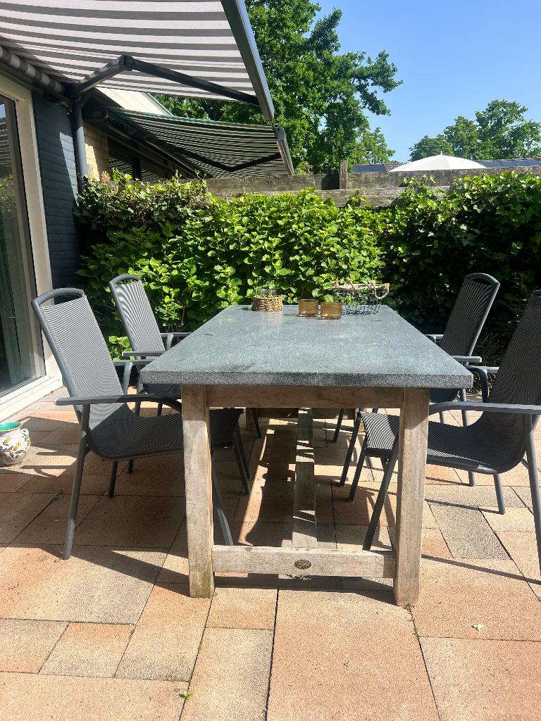 Tuintafel natuursteen, Tuin en Terras, Ophalen, Gebruikt, Rechthoekig, Overige materialen