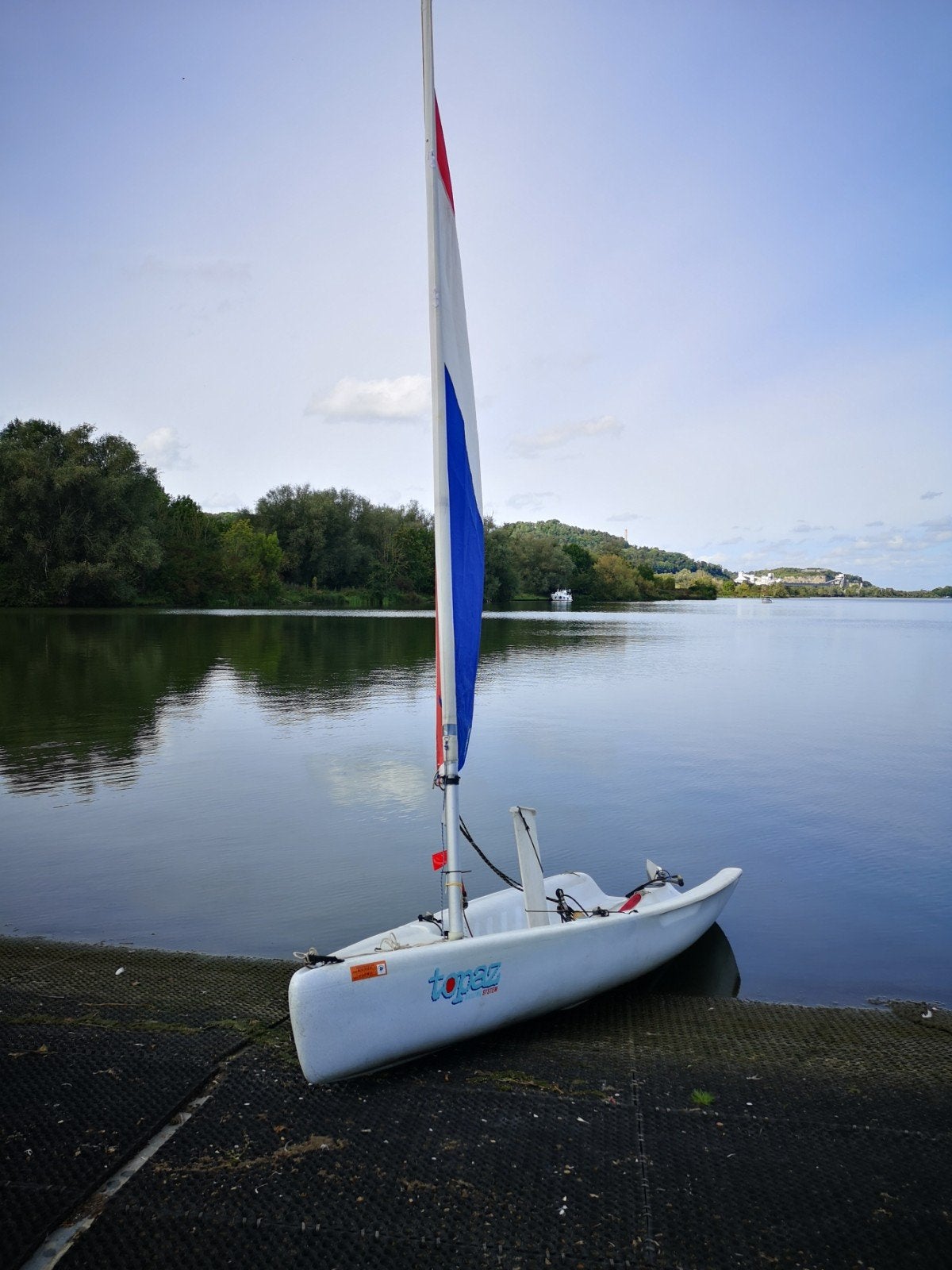 Topper Topaz Uno zeilboot en Kalf haventrailer, Watersport en Boten, Ophalen, Gebruikt, Polyester, Topper