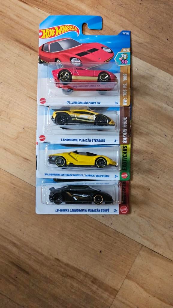 4 Hot Wheels Mainline Lamborghini's Nieuw in Verpakking, Ophalen of Verzenden