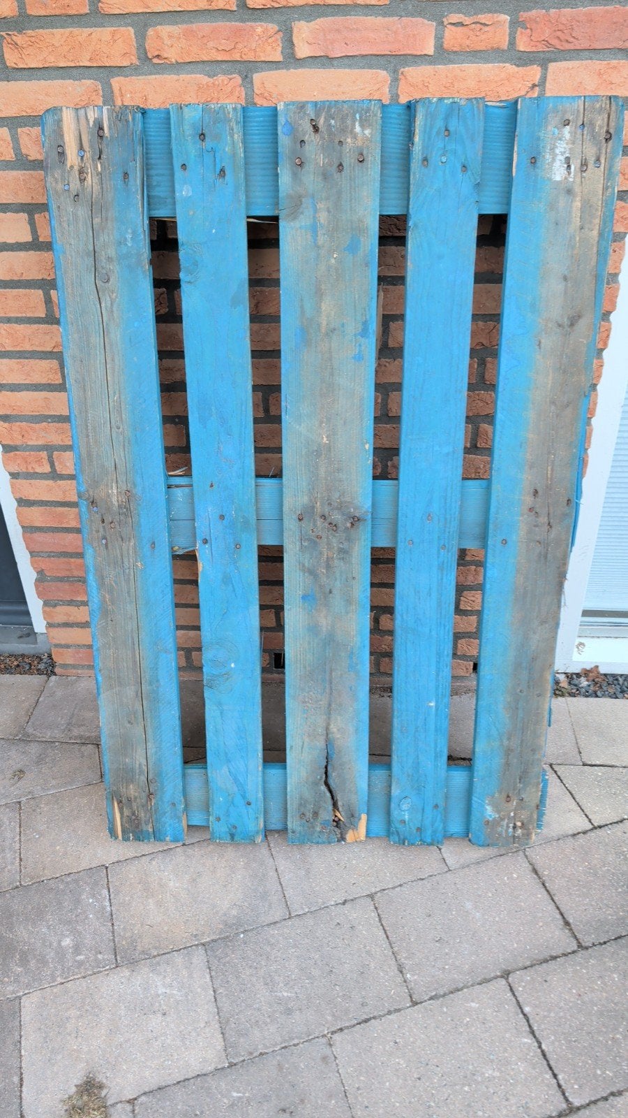 Blauwe pallet - Gebruikt, Gebruikt, Ophalen of Verzenden, 50 mm of meer, Pallet