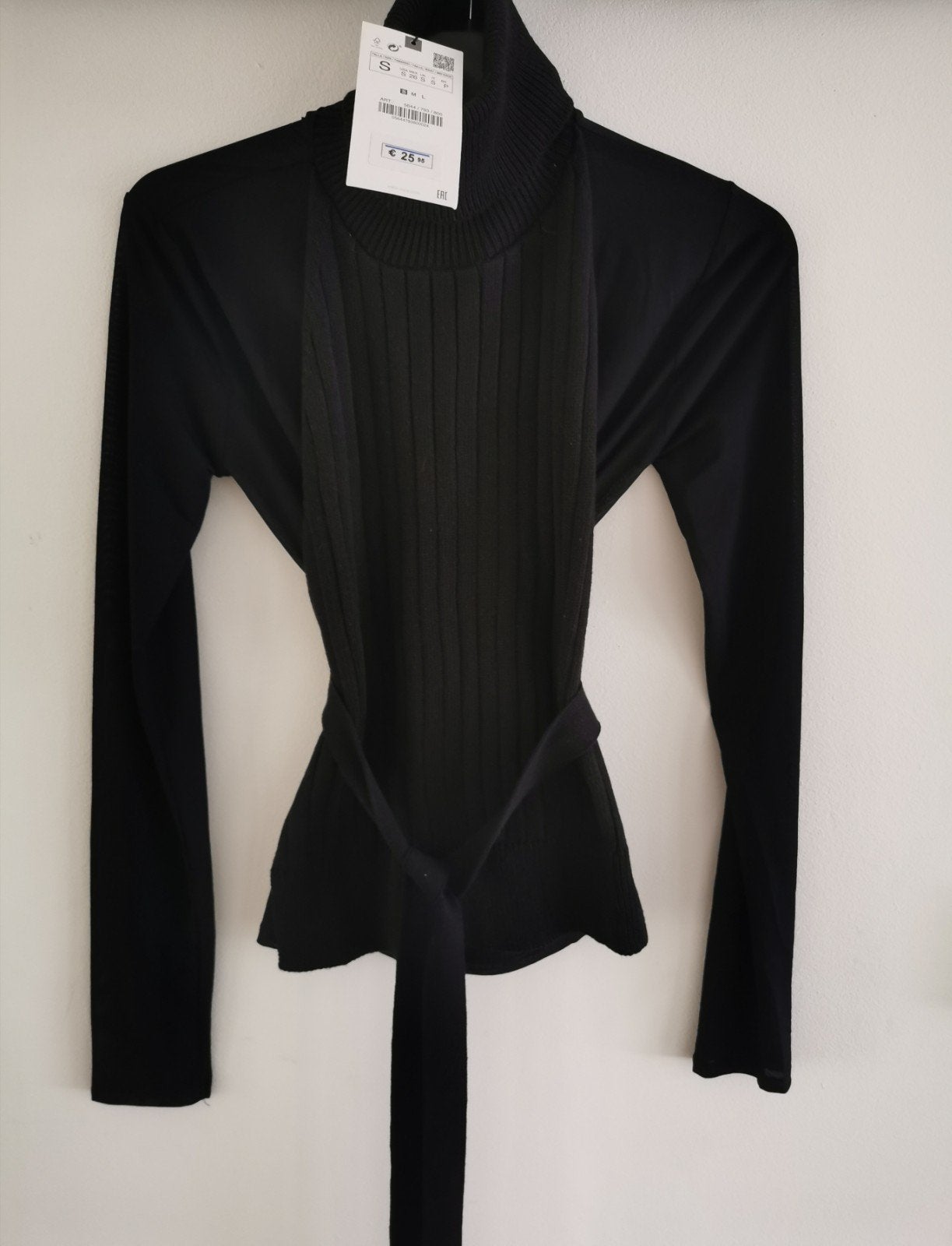 ZARA top met ceintuur mt. S, Kleding | Dames, Verzenden, Nieuw, Lange mouw, Maat 36 (S)