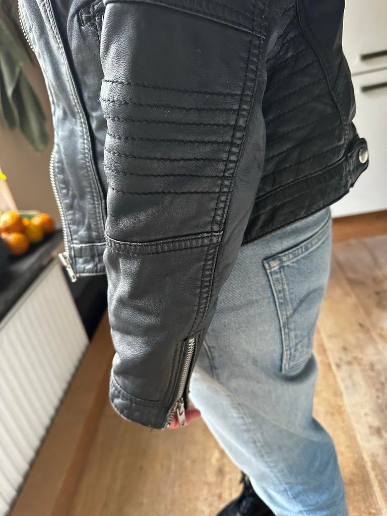 Zwart leer dames jack, Ophalen of Verzenden, Gedragen, Maat 36 (S), Zwart