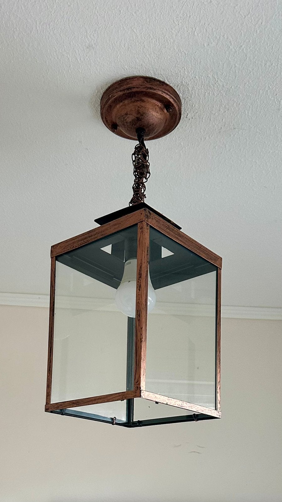 Industriële hanglamp – verstelbaar in hoogte – glas & metaal, Ophalen, Zo goed als nieuw, Glas