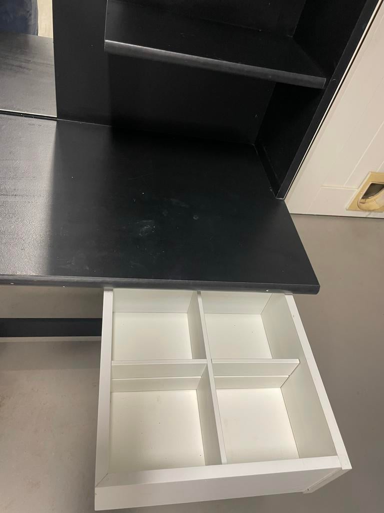 Zwarte kaptafel met spiegel, Ophalen, Gebruikt, 100 tot 150 cm, 50 tot 100 cm