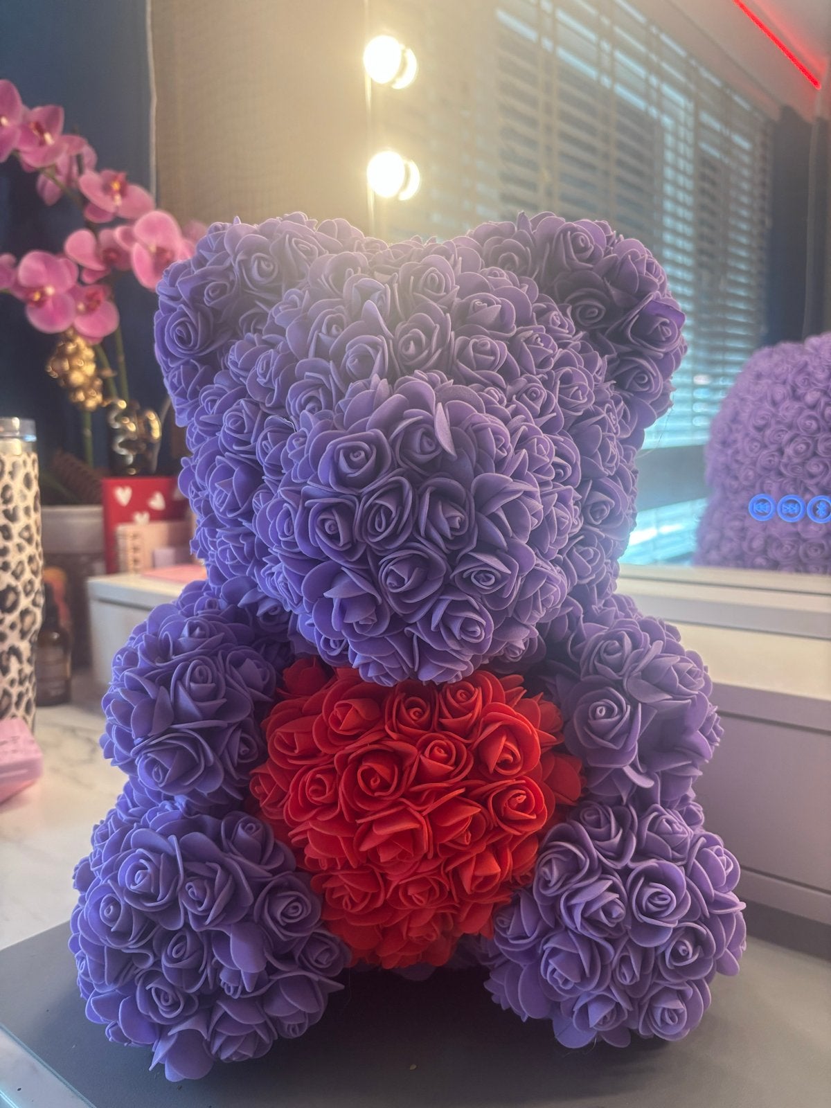 Rozenbeer Paars met Rood Hart - Cadeau Valentijn Moederdag, Ophalen, Nieuw, Overige typen, Overige merken