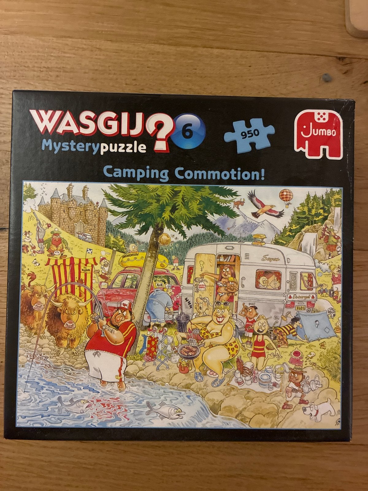 Wasgij Mysterypuzzel 6: Camping Commotion! 950 stukjes, Ophalen of Verzenden, 500 t/m 1500 stukjes, Gebruikt, Legpuzzel