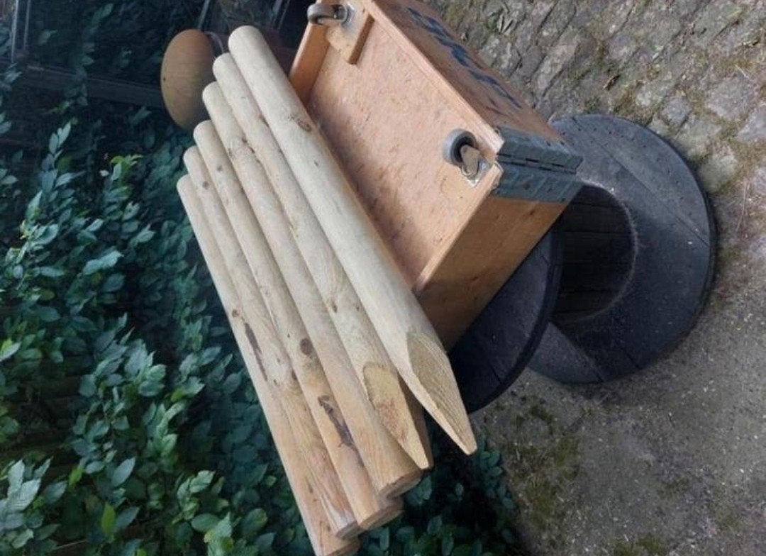 6 ronde palen 8x100cm, 3 punt, 3 stomp, Tuin en Terras, Palen, Balken en Planken, Ophalen
