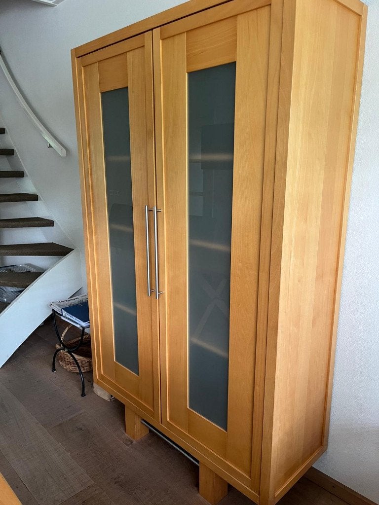 Servieskast - design Jan des Bouvrie, Huis en Inrichting, Ophalen, 100 tot 150 cm, Glas, 150 tot 200 cm