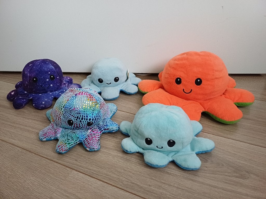 Mood octopus knuffels omkeerbaar, 5 stuks, Kinderen en Baby's, Speelgoed | Knuffels en Pluche, Ophalen of Verzenden, Zo goed als nieuw