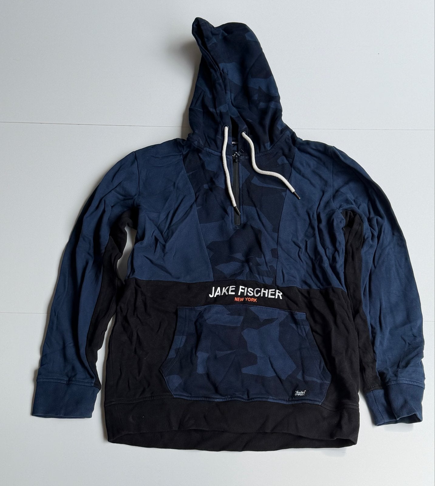 Jake Fischer hoodie maat 176 - Blauw/Zwart camouflage, Ophalen, Gebruikt, Jongen, Trui of Vest