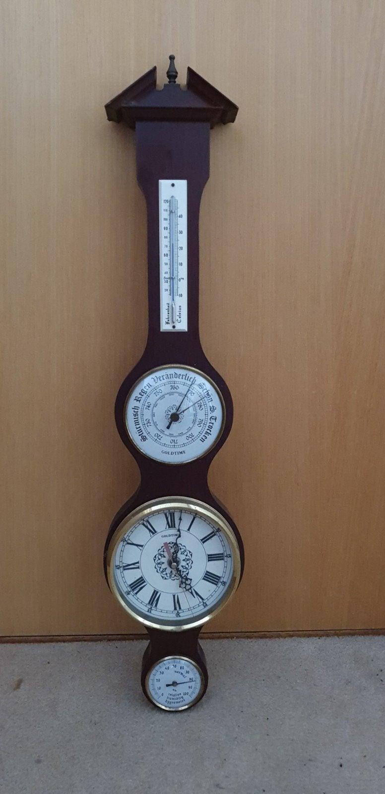 Vintage Weerstation, Barometer, Thermometer, Hygrometer &, Ophalen of Verzenden, Gebruikt, Weerstation