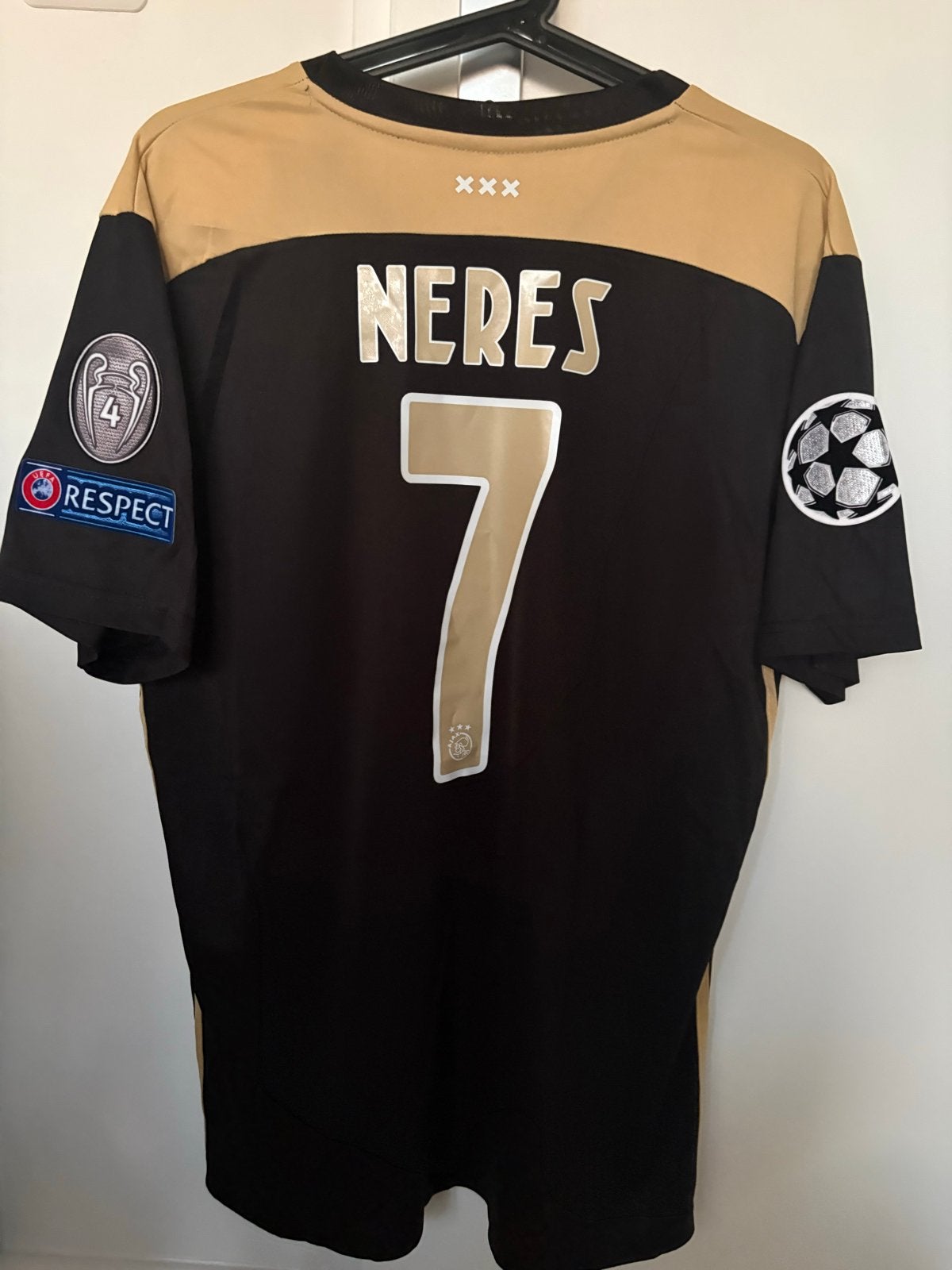 Retro Ajax Neres 7 uitshirt Champions League Large Adidas, Maat 48/50 (M), Zwart, Ophalen of Verzenden, Zo goed als nieuw