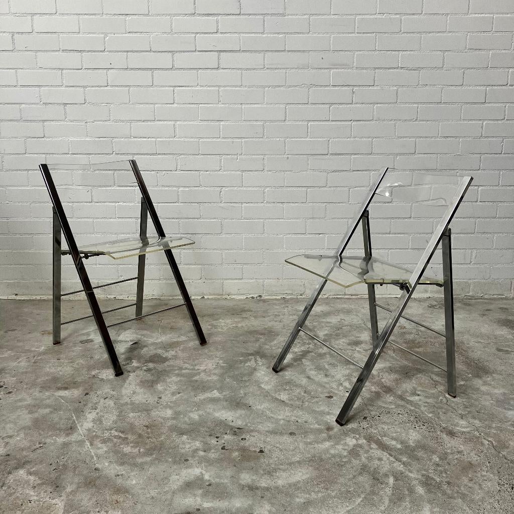Vintage plexiglas klapstoelen design stoelen, Huis en Inrichting, Ophalen, Gebruikt, Vijf, Zes of meer stoelen