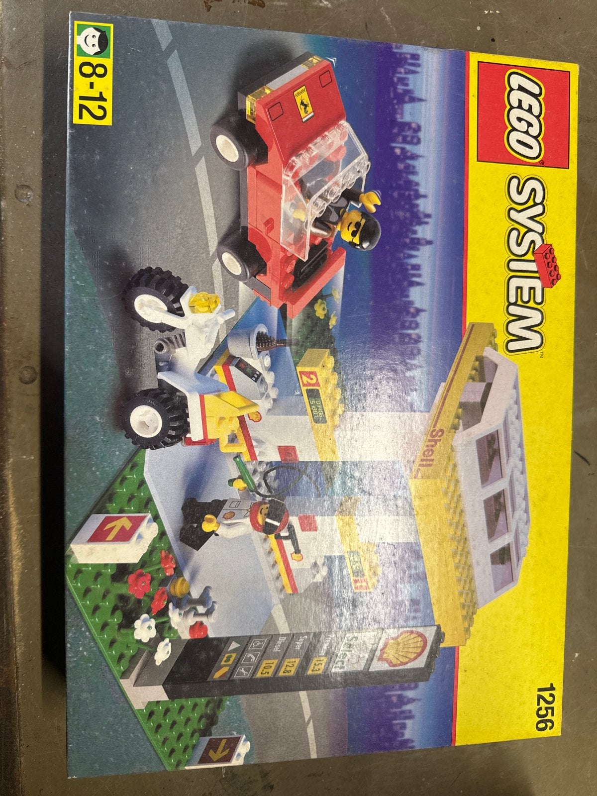 Lego System 1256 Shell Tankstation met Auto en Motor, Lego, Ophalen of Verzenden, Inclusief doos, Complete set