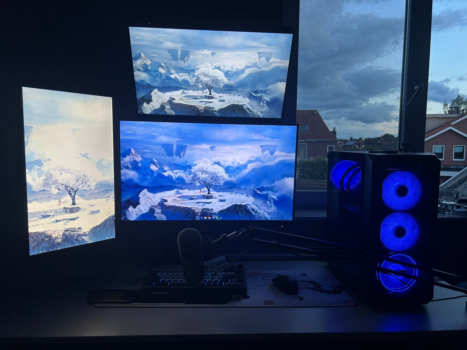 High end game setup te koop, pc + 3 monitoren + accessoires, 32 GB, Zo goed als nieuw, Gaming, HDD