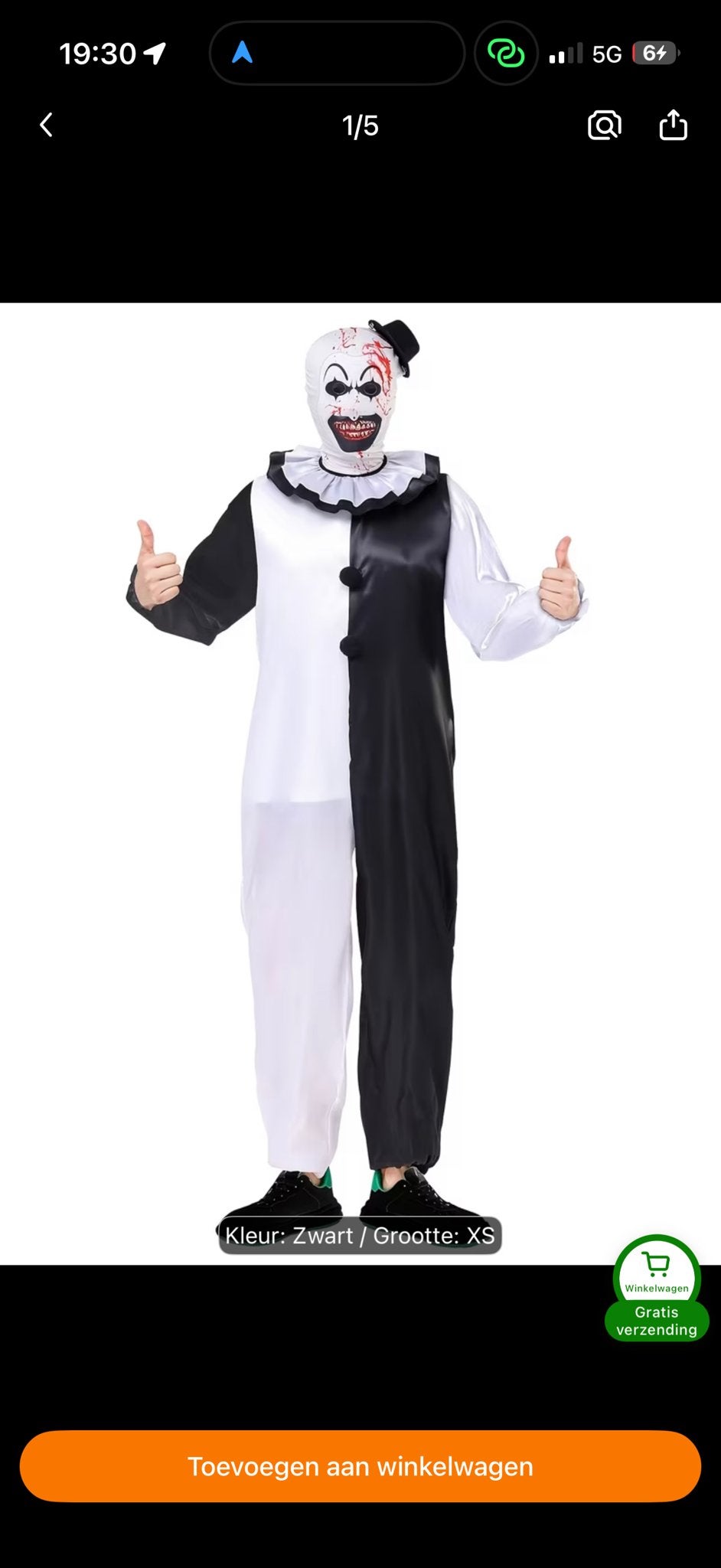 Helloween horror clown kostuum, Ophalen of Verzenden, Nieuw, 170 of groter, Jongen of Meisje