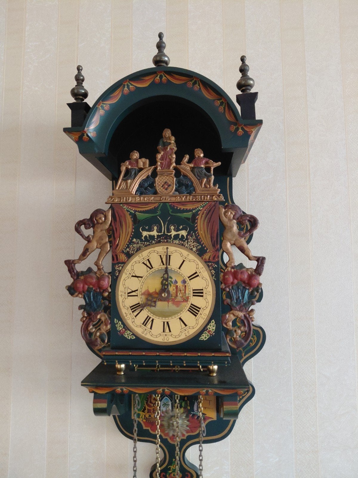 Friese stoelklok met koning Salomon afbeelding., Antiek en Kunst, Ophalen