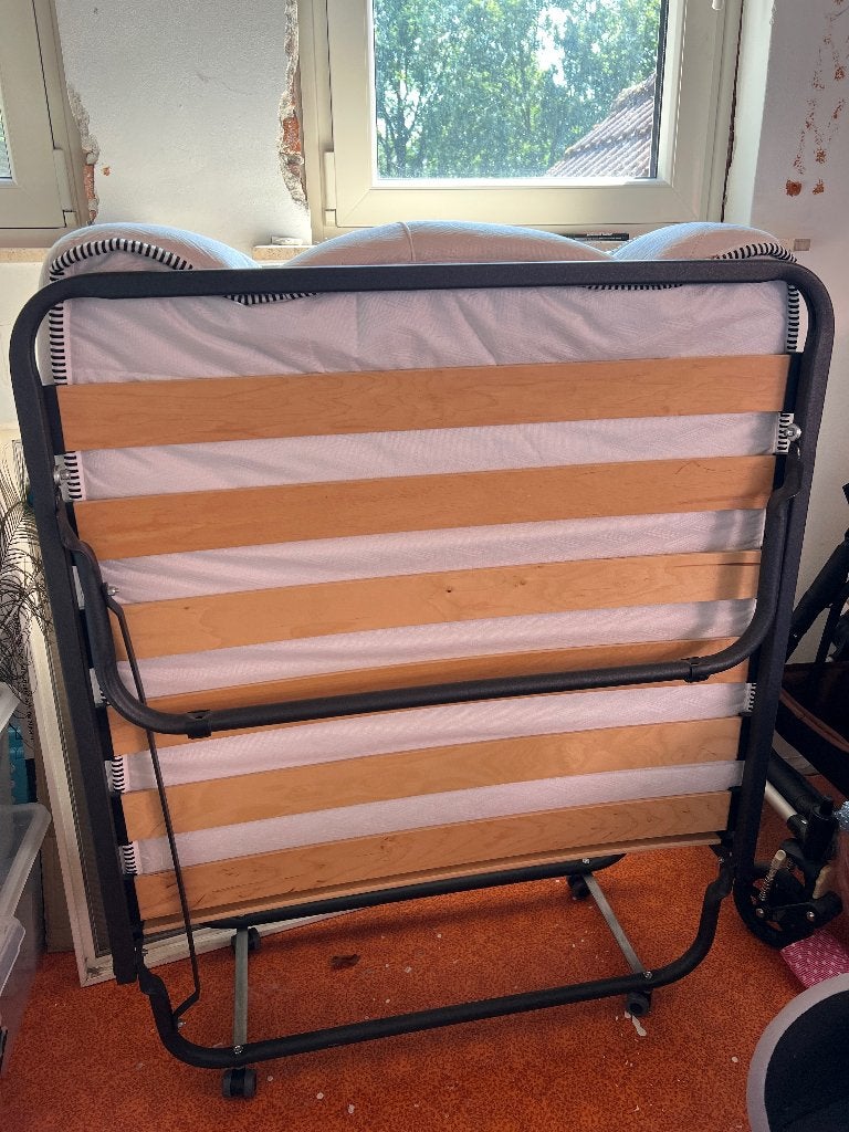 Vouwbed / logeerbed / opklapbed incl extra matras van Ikea, Ophalen, 85 tot 100 cm, Zo goed als nieuw, Matras