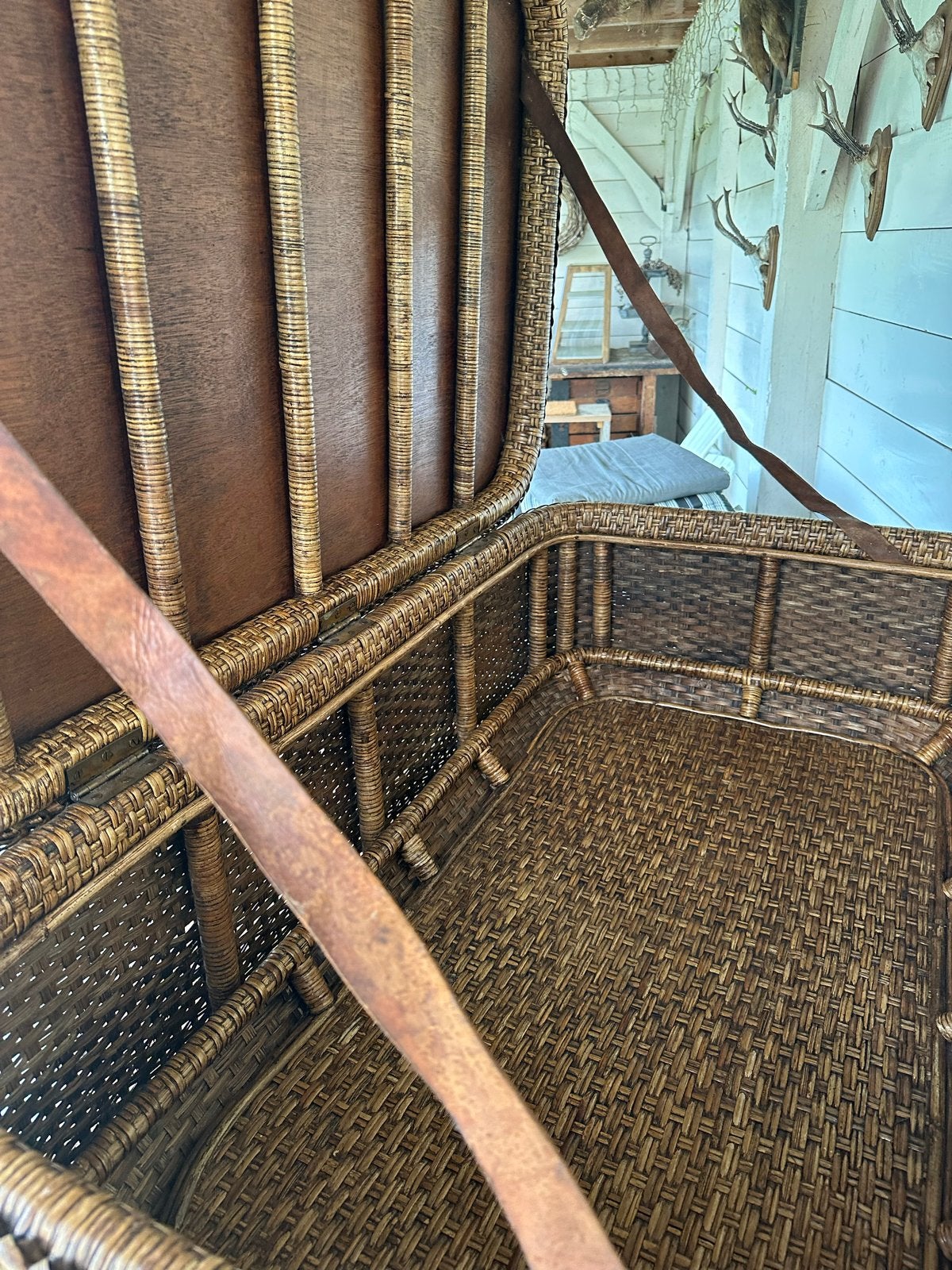 Vintage rotan koffer/opbergkist, Ophalen, Overige materialen, Gebruikt, 100 tot 150 cm