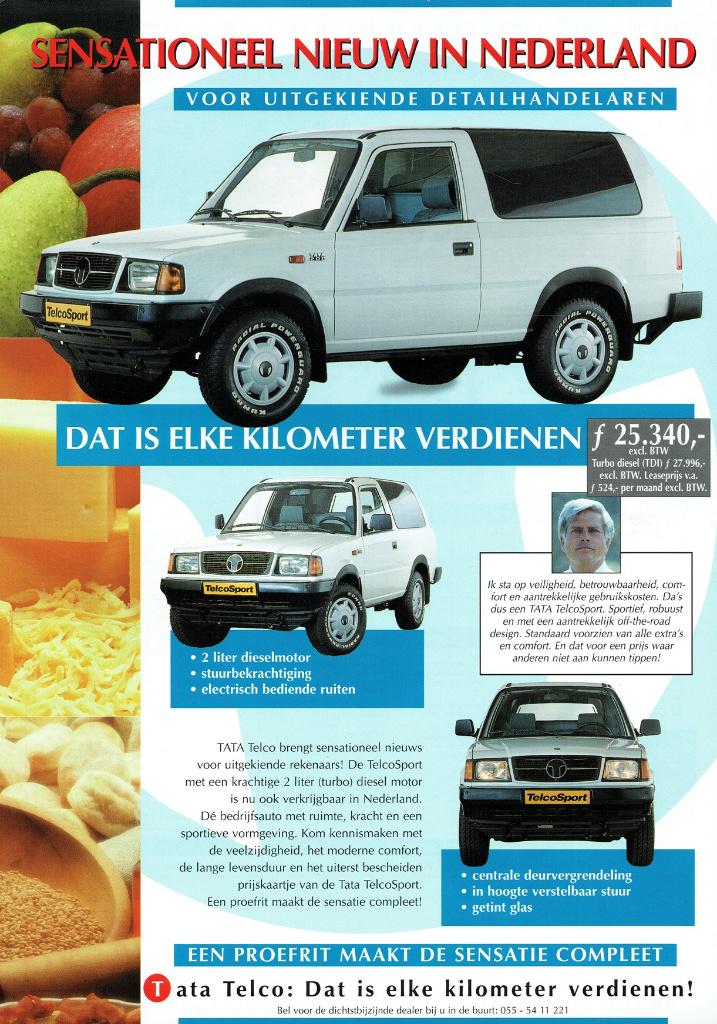 Folder Tata TelcoSport Bedrijfsauto (ca.1996), Verzenden, Gelezen, Overige merken