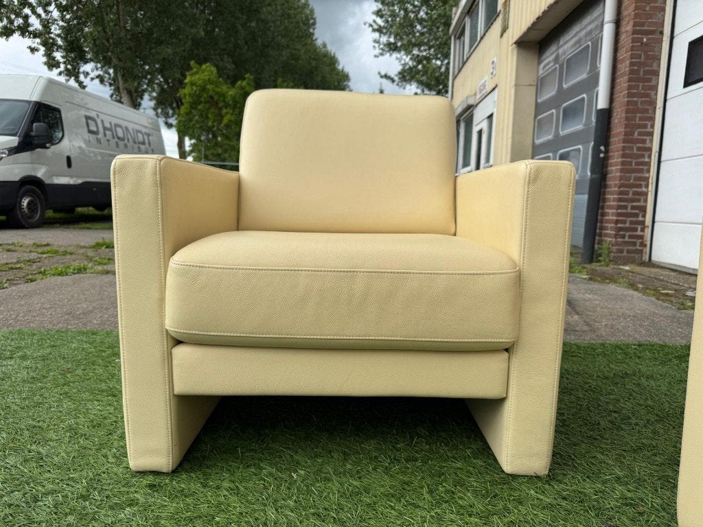 Bankstel  Rolf Benz  creme  leren design bank met fauteuils, Huis en Inrichting, Fauteuils, Ophalen, Geen, Pahest@hotmail.nl, Design