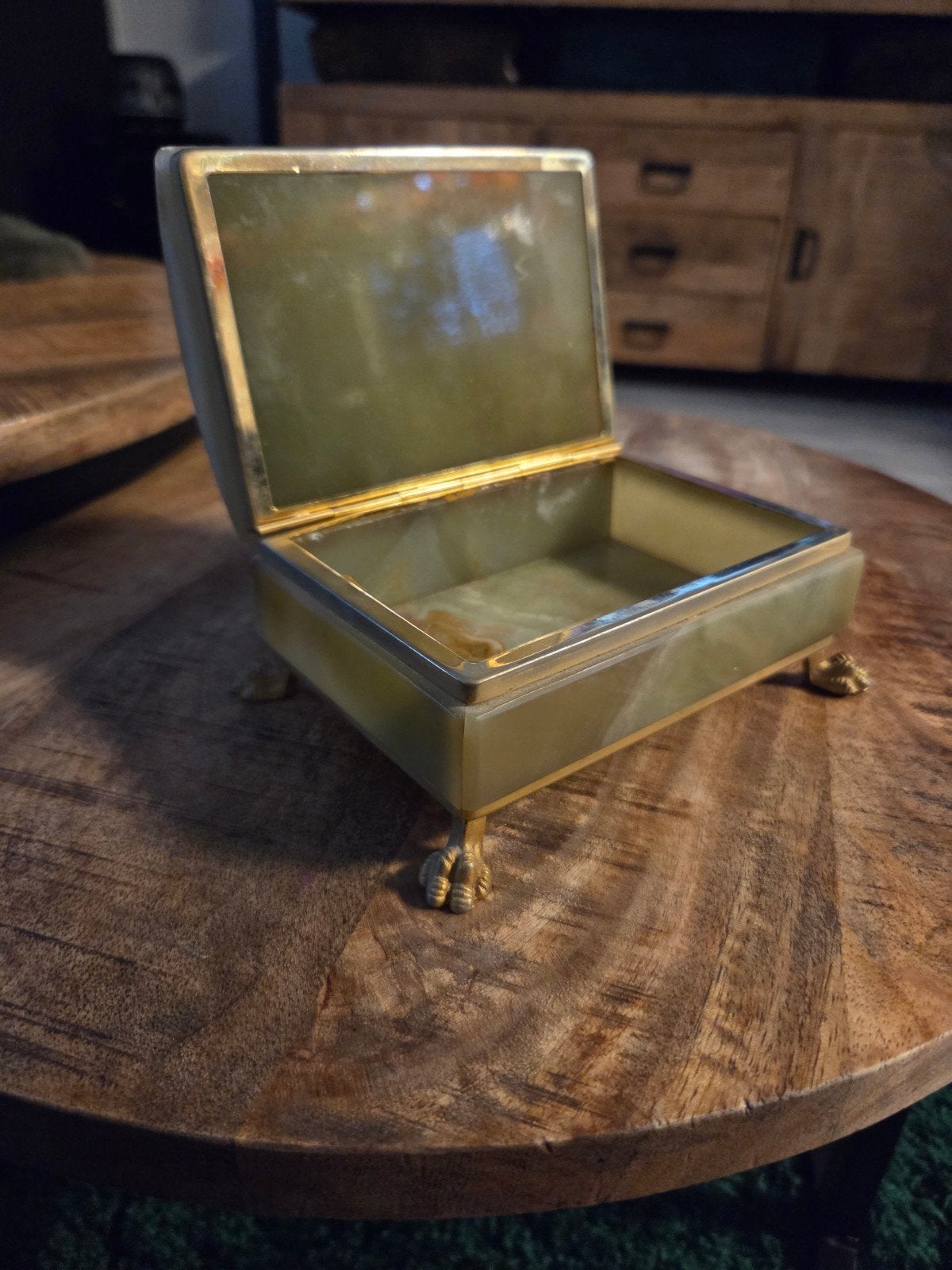 Vintage Onyx Juwelenkistje met Bronzen Poten, Ophalen of Verzenden