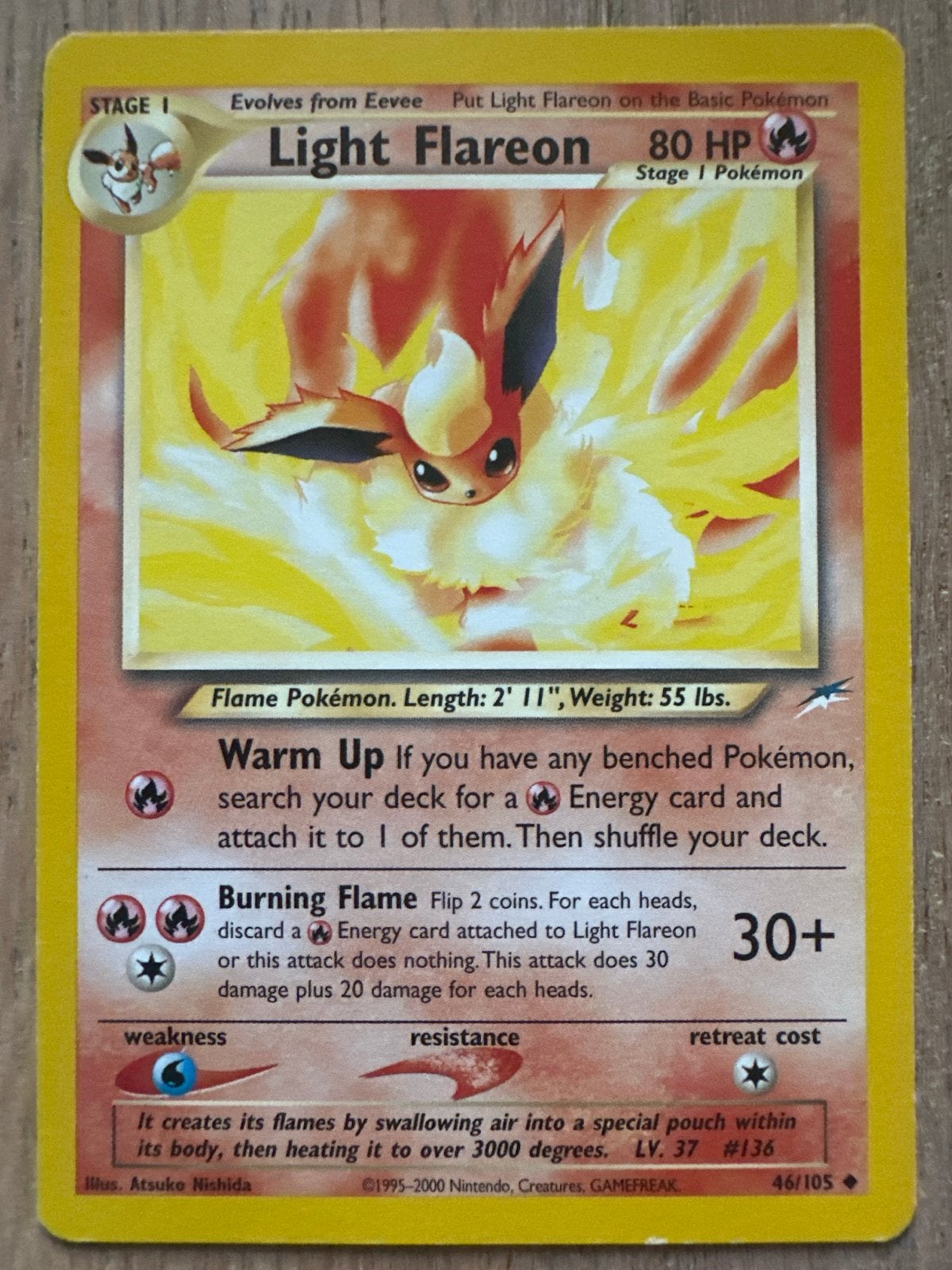 Pokémon Kaart: Light Flareon 46/105 (Neo Destiny), Ophalen, Gebruikt, Losse kaart