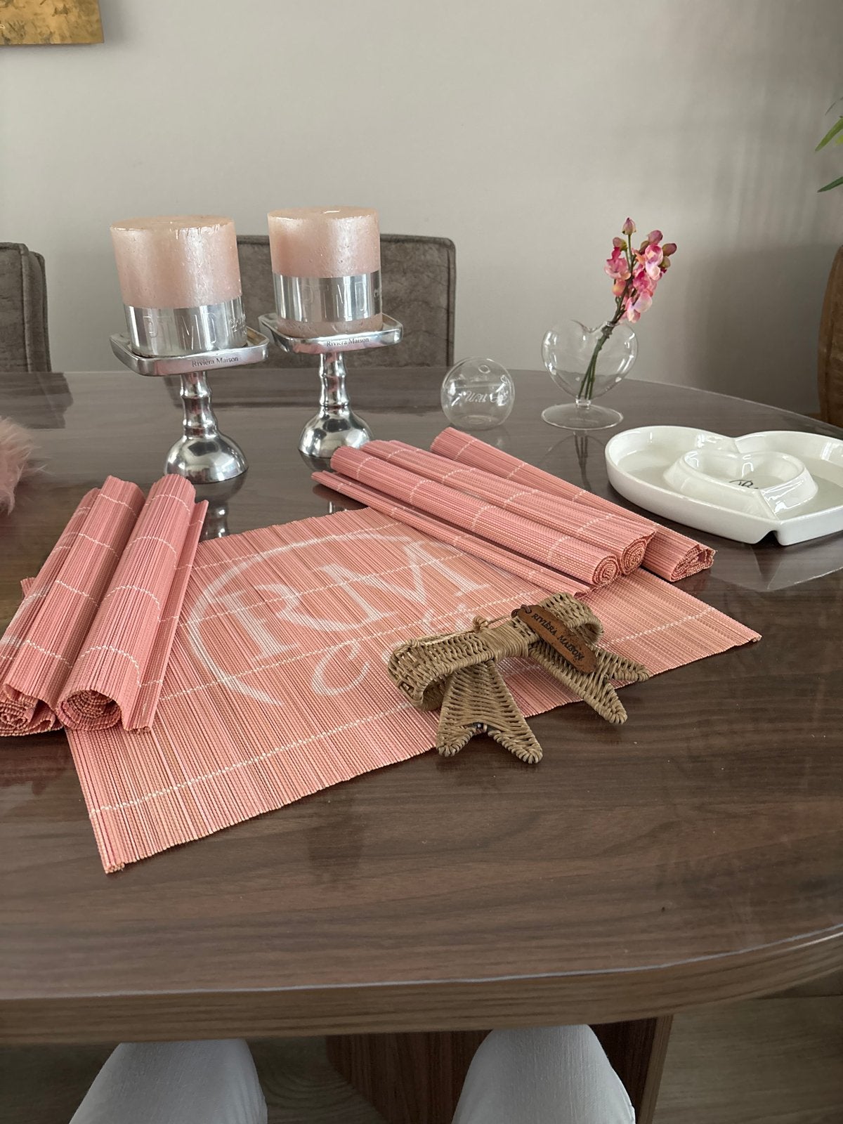 Rivièra Maison placemats (6 stuks) en meer, Huis en Inrichting, Ophalen, Gebruikt, Roze, Landelijk