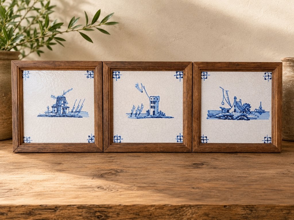 Set van 3 oude hollandse tegeltjes, Ophalen of Verzenden