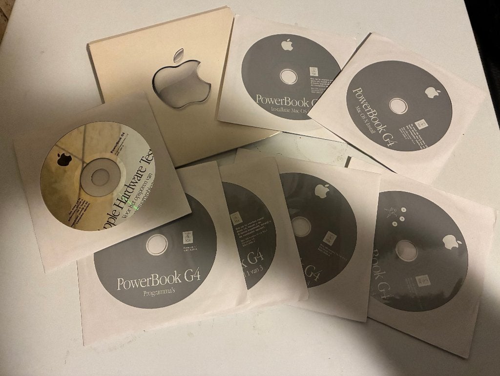 Apple PowerBook G4 installatie CD's Compleet OSX & OS9, Ophalen of Verzenden, Zo goed als nieuw, MacOS