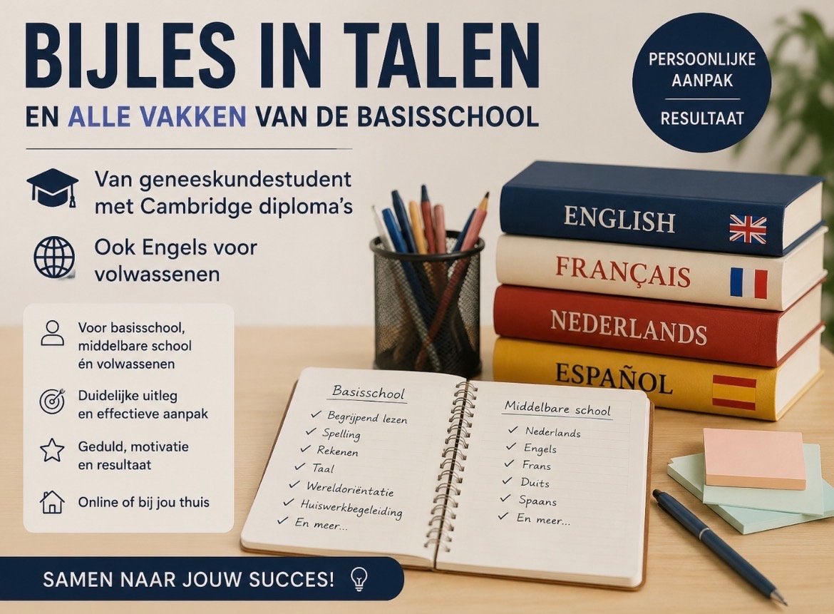 BIJLES– VOOR BASISSCHOOL, MIDDELBARE SCHOOL & VOLWASSENEN, Privéles, Bijles