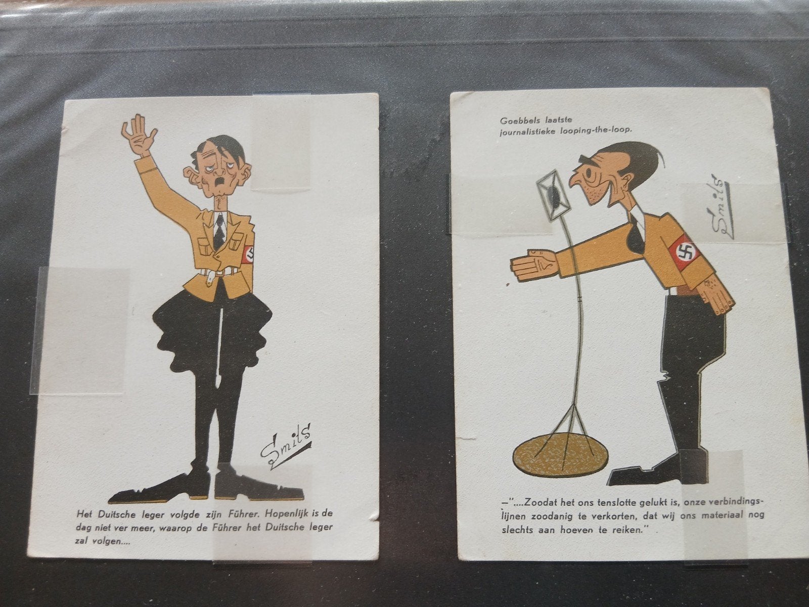 Zeldzame antinazistische spotprenten uit WOII (10x), Verzamelen, Verzenden, 1940 tot 1960, Gelopen, Duitsland