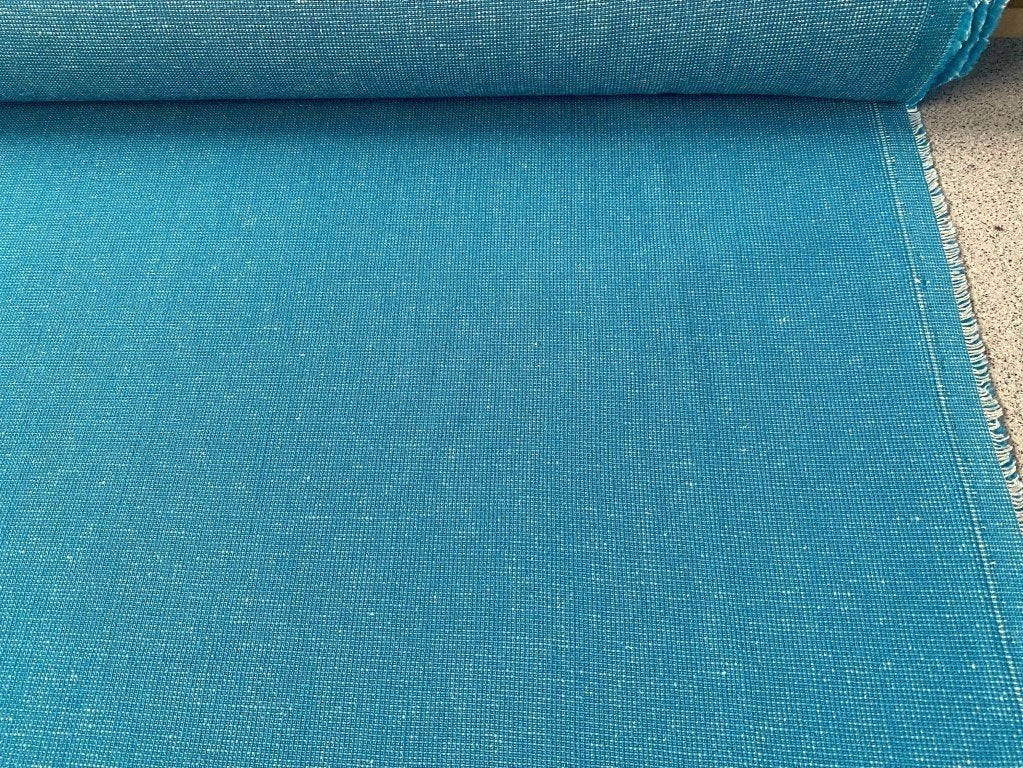 Bute Iona; turquoise+crème; 6,1 meter meubelstof; NU 50€/M, Wol, Blauw, 120 cm of meer, Ophalen of Verzenden