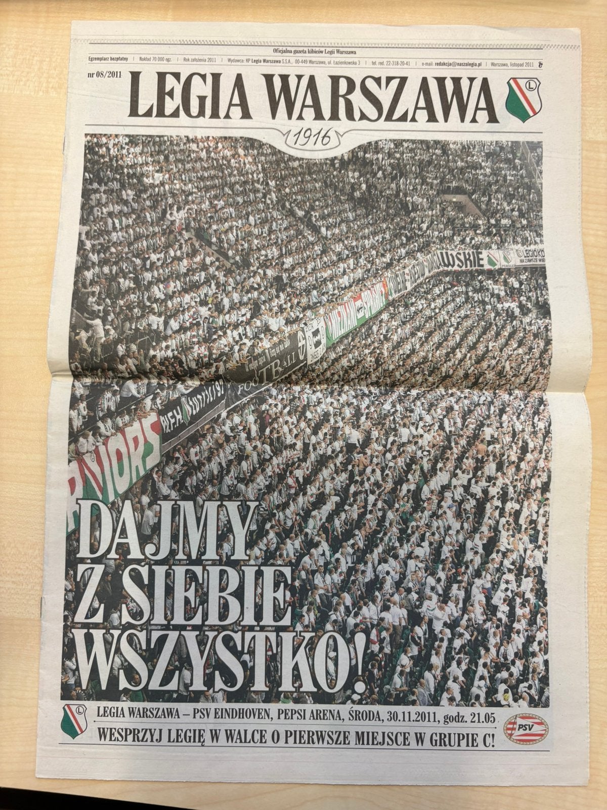 Legia Warszawa - PSV programmaboekje, Ophalen of Verzenden, Zo goed als nieuw, PSV, Boek of Tijdschrift