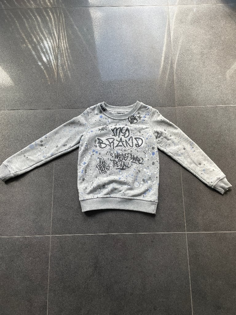 Stoere grijze trui met graffiti print - My Brand, Gebruikt, Trui of Vest, Ophalen of Verzenden, My Brand