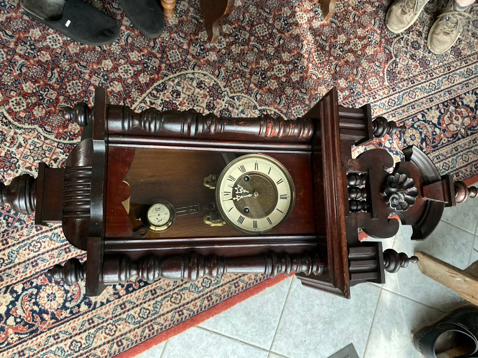 Antieke wandklok met slinger, Antiek en Kunst, Antiek | Klokken, Ophalen of Verzenden